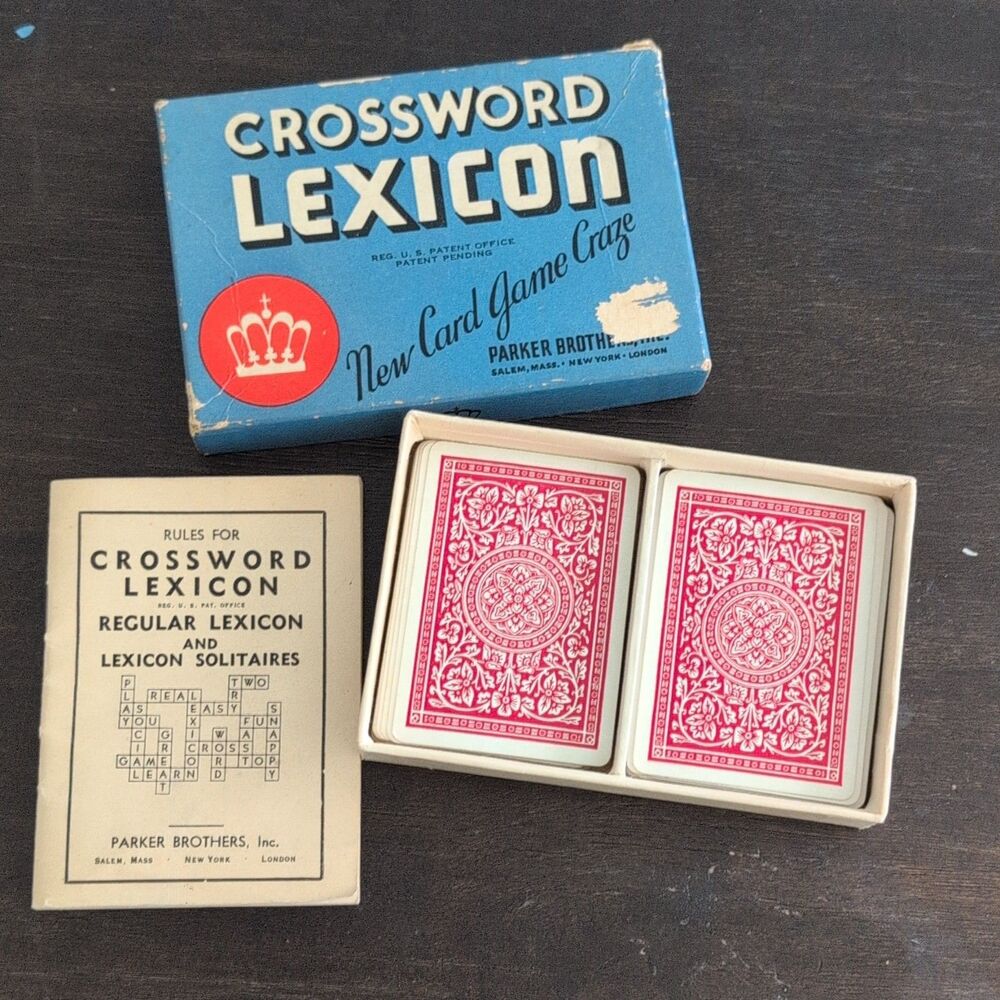 Crossword Lexicon Card Game by Parker Brothers Vintage 1930s Family
